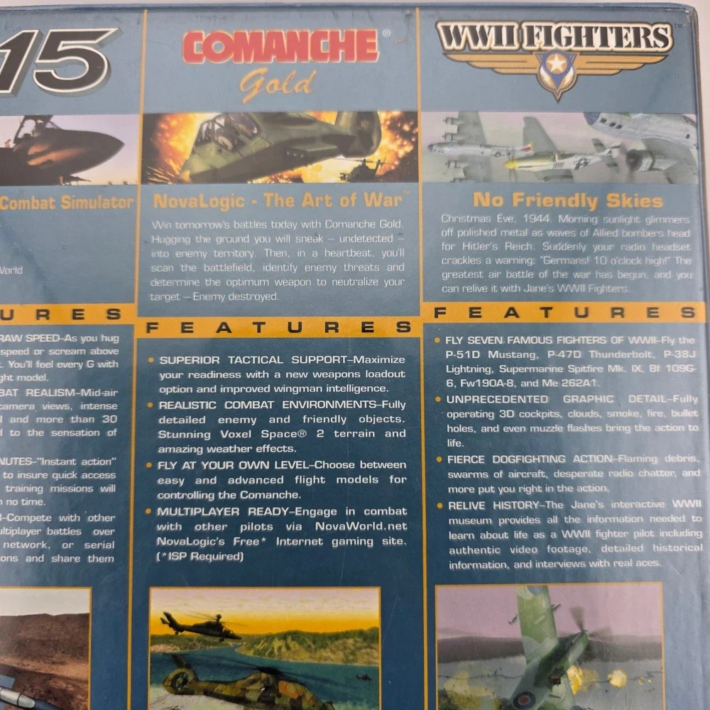 Ultimate Flight Series F-15 Comanche Gold WWII Fighters PC CD-ROM‎ Big Box NOS